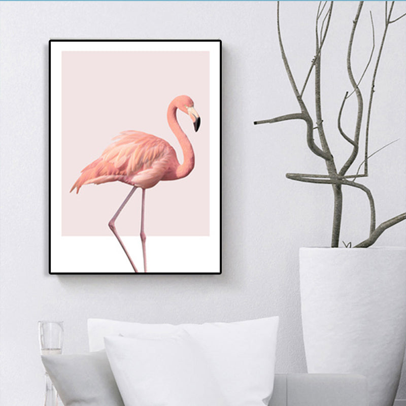 Pink Flamingo Canvas Art Textured Tropical Girls Bedroom Wall Decor, Multiple Sizes