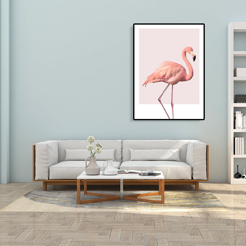 Pink Flamingo Canvas Art Textured Tropical Girls Bedroom Wall Decor, Multiple Sizes