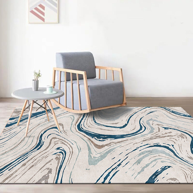 Stylish Modernism Rug Multicolor Watercolor and Swirl Striped Pattern Rug Pet Friendly Anti-Slip Washable Area Rug for Decoration