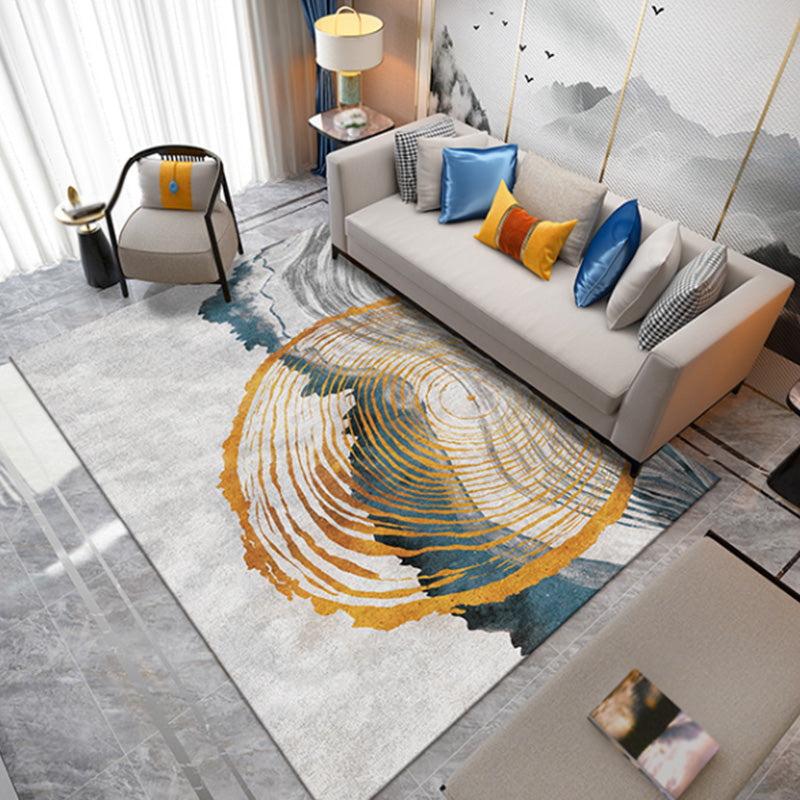 Stylish Modernism Rug Multicolor Watercolor and Swirl Striped Pattern Rug Pet Friendly Anti-Slip Washable Area Rug for Decoration
