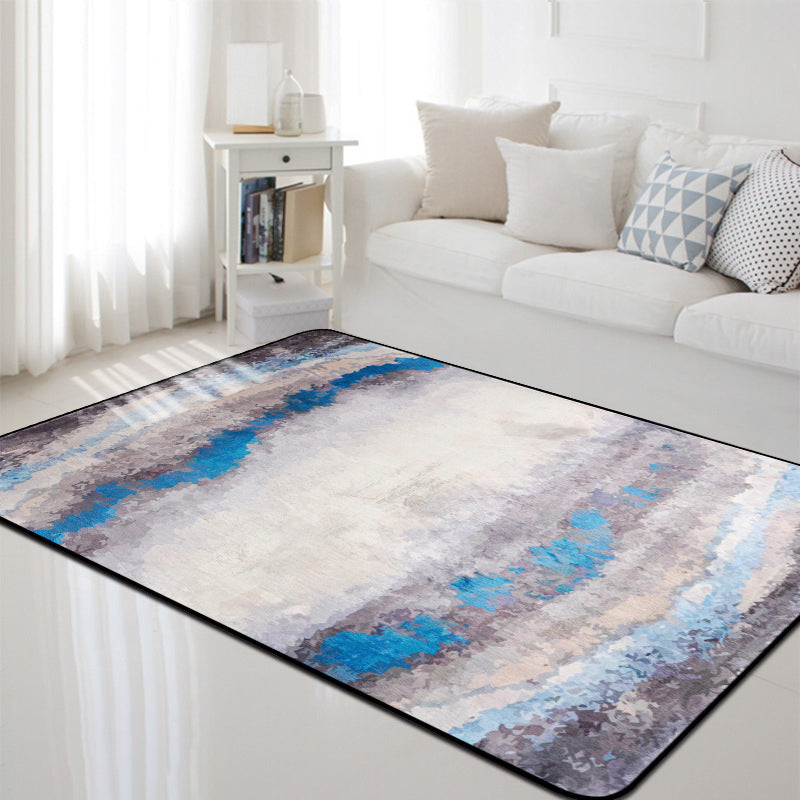 Multicolor Shabby Chic Rug Polyester Abstract Rug Machine Washable Anti-Slip Backing Carpet for Decoration