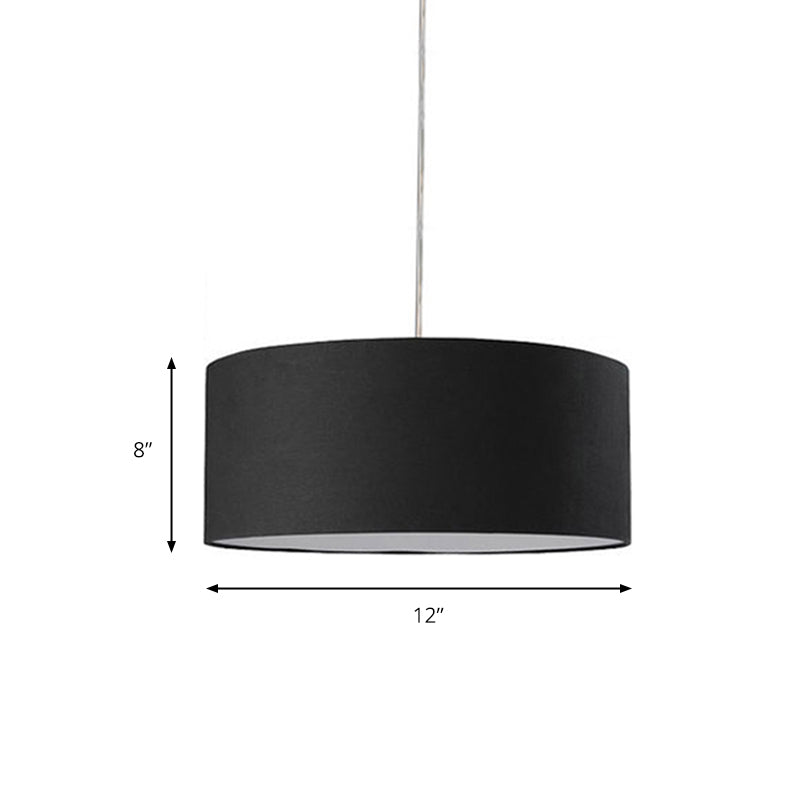 Trommelanhänger Leuchte minimalismus Stoff Schwarz LED Hanging Deckenleuchte, 12 "/16" /19.5 "Dia