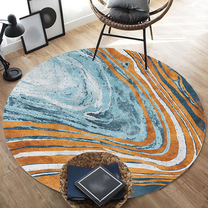 Funky Contemporary Rug Multicolor Watercolor and Swirl Striped Pattern Rug Pet Friendly Anti-Slip Washable Area Rug for Study