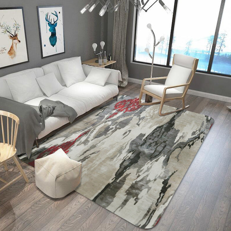Oriental Abstract Rug Multicolor Polyester Rug Washable Pet Friendly Non-Slip Area Rug for Living Room