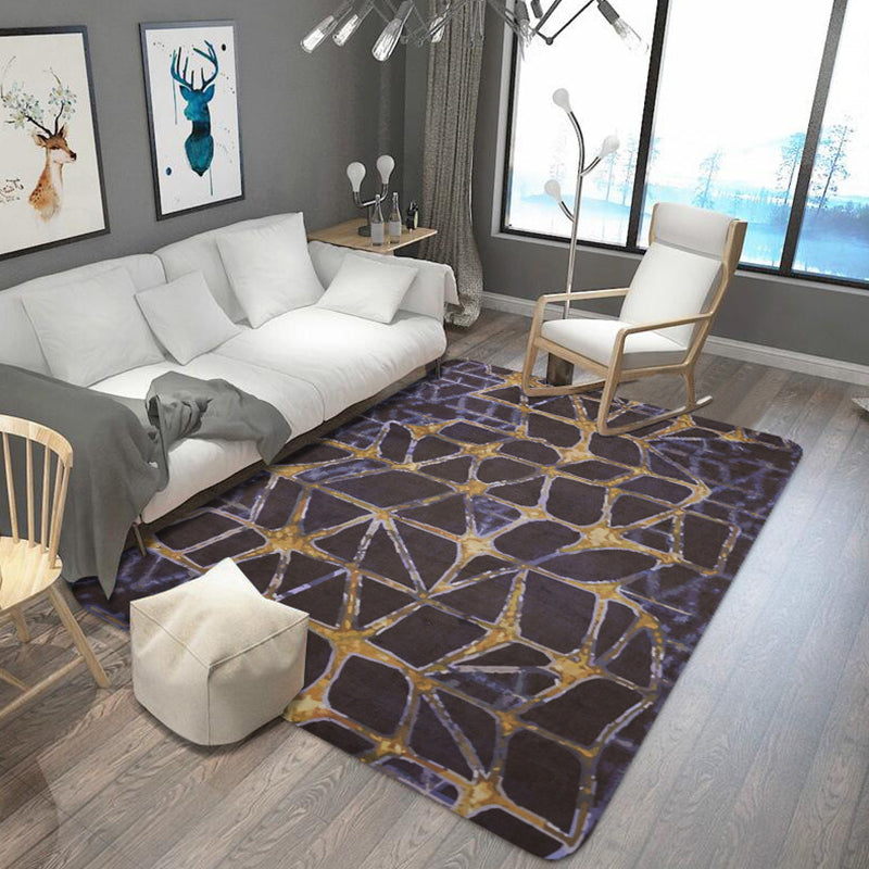 Oriental Abstract Rug Multicolor Polyester Rug Washable Pet Friendly Non-Slip Area Rug for Living Room