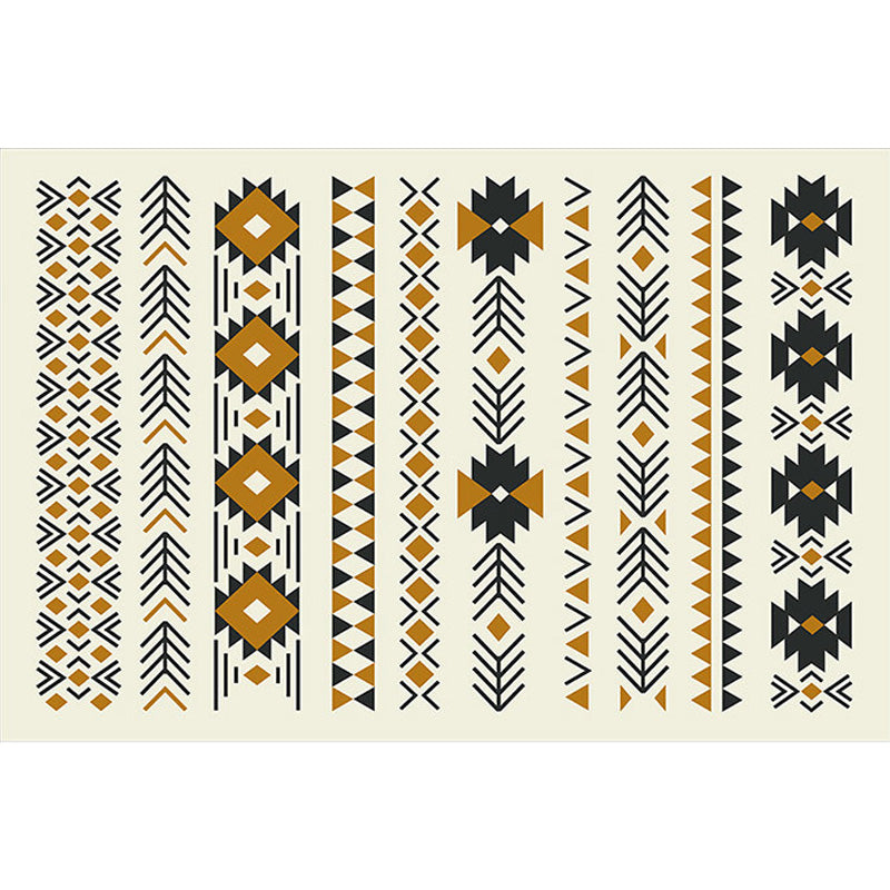 Tribaal geometrisch patroon Tapijtbruin en groene polyester Tapijtwasbaar huisdiervriendelijke antislip tapijt voor woonkamer