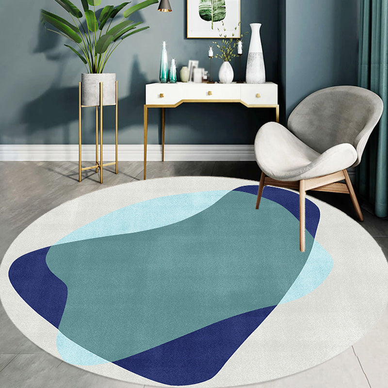 Multicolor Colorblock Circles Pattern Rug Polyester Modern Rug Washable Anti-Slip Pet Friendly Area Rug for Living Room