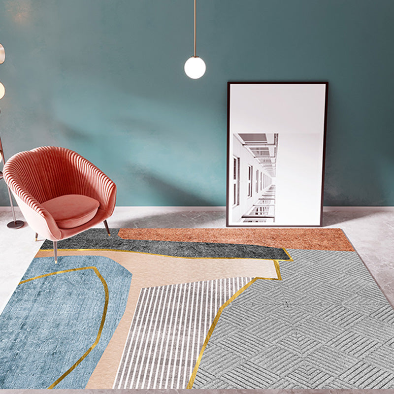 Minimalistischer Farbblöcke Teppich Multikolen Polyester Teppich nicht rutschfestes waschbares Haustierfreundlicher Teppich für Schlafzimmer