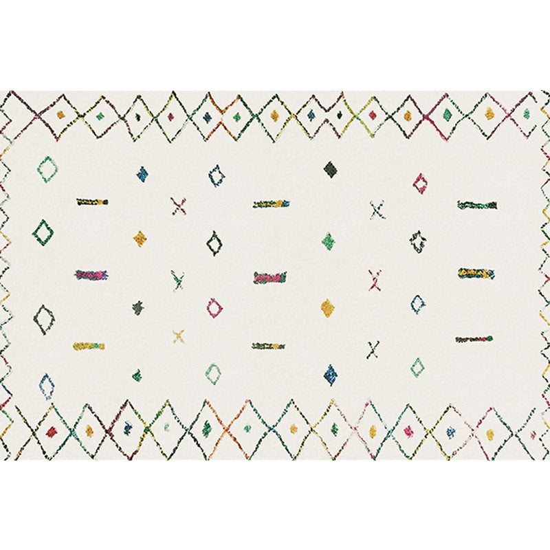 Retro Tribal Pattern Rug Light Grey Polyester Washable Pet Friendly Anti-Slip Carpet for Living Room
