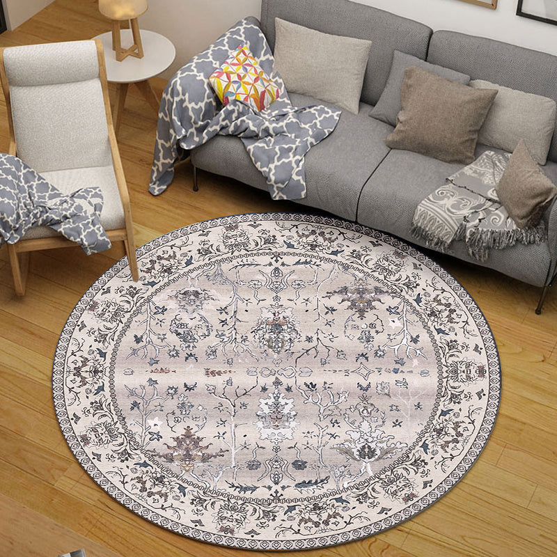 Multicolor Shabby Chic Rug Polyester Tribal Flower Pattern Rug Pet Friendly Washable Anti-Slip Backing Carpet for Decoration