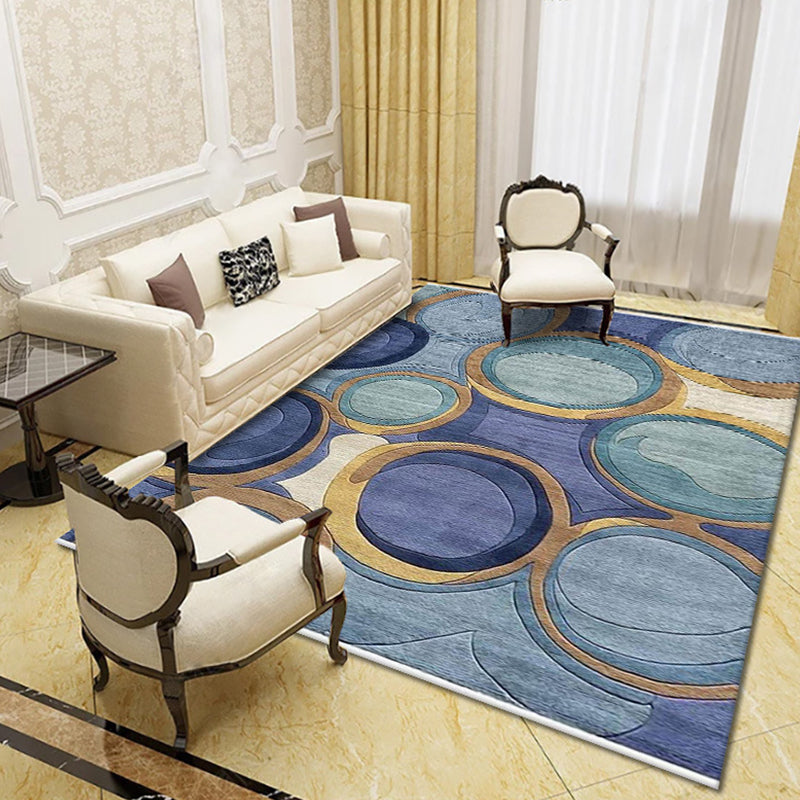 Multicolor Modernism Rug Polyester Swirl Stripe Pattern Rug Pet Friendly Machine Washable Anti-Slip Backing Carpet for Decoration