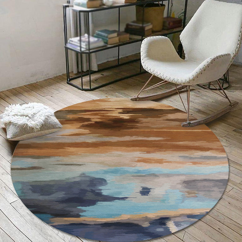 Multicolor Brushstroke Painting Pattern Rug Polyester Modern Rug Washable Anti-Slip Pet Friendly Area Rug for Living Room