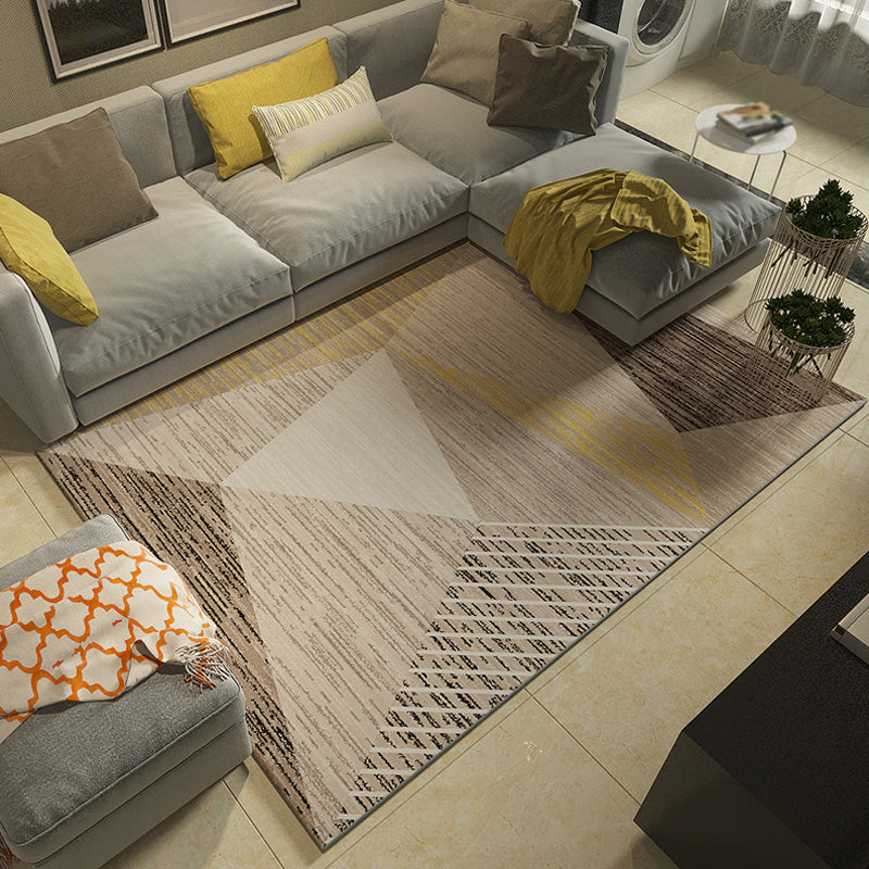 Funky Multicolor Contemporary Rug Polyester Colorblock Geometric Pattern Rug Washable Pet Friendly Non-Slip Carpet for Living Room
