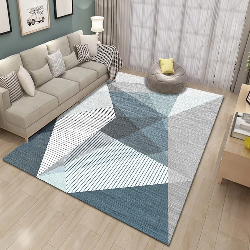 Funky Multicolor Contemporary Rug Polyester Colorblock Geometric Pattern Rug Washable Pet Friendly Non-Slip Carpet for Living Room