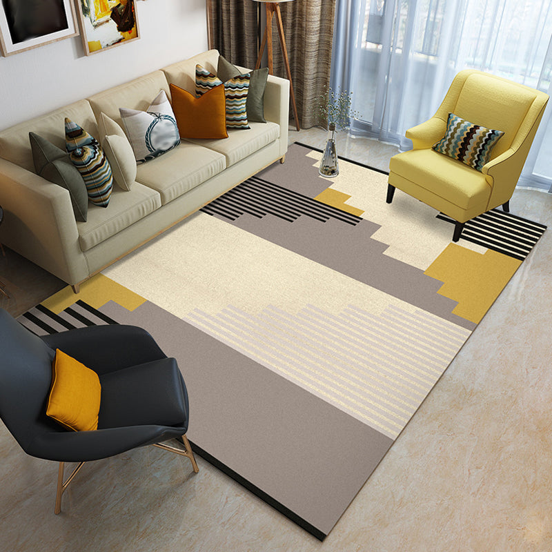 Funky Multicolor Contemporary Rug Polyester Colorblock Geometric Pattern Rug Washable Pet Friendly Non-Slip Carpet for Living Room