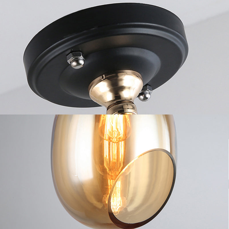Bottle Pendant Lamp Modernist Blue/Amber Glass 1 Light Nickel Hanging Light Fixture for Bedroom