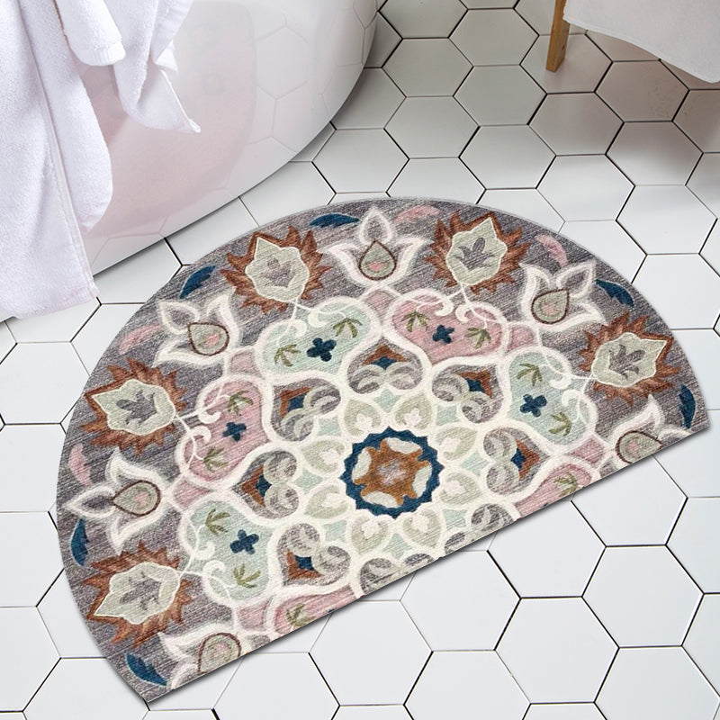 Bohemian Floral Pattern Rug Multicolor Polyester Rug Machine Washable Non-Slip Backing Area Rug for Living Room