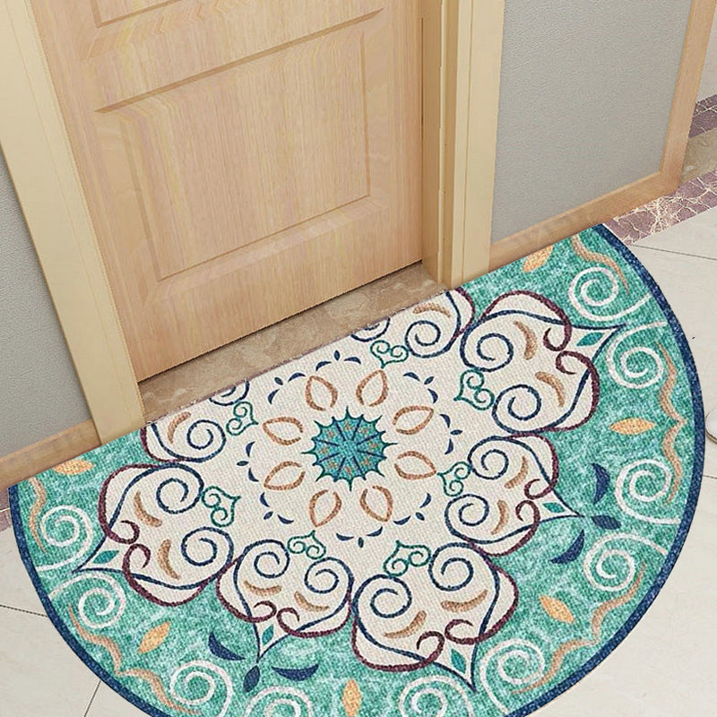 Bohemian Floral Pattern Rug Multicolor Polyester Rug Machine Washable Non-Slip Backing Area Rug for Living Room