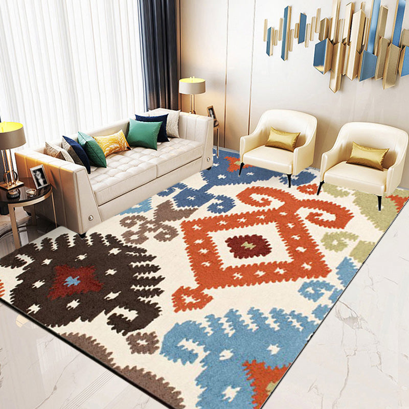Retro Azulejo Match Rug Multicolor Polyester tapis lavable pour animaux de compagnie Anti-slip Tapis pour le salon