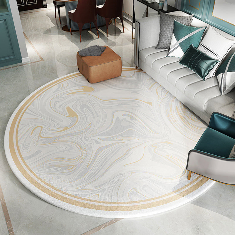 Light Grey Modernist Rug Polyester Abstract Rug Pet Friendly Machine Washable Anti-Slip Backing Carpet for Decoration