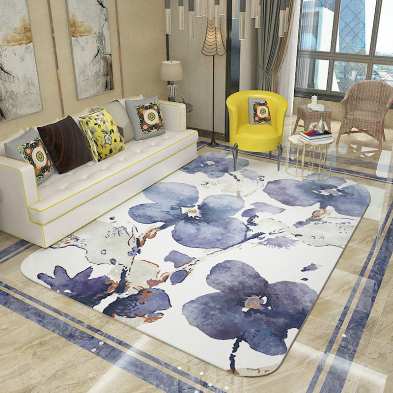 Shabby Chic Watercolor Pattern Rug Multicolor Polyester Rug Washable Pet Friendly Non-Slip Area Rug for Study