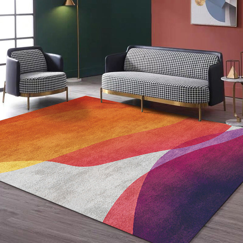 Colorblock Rug Polyester Modernism Rug Washable Anti-Slip Pet Friendly Area Rug for Living Room