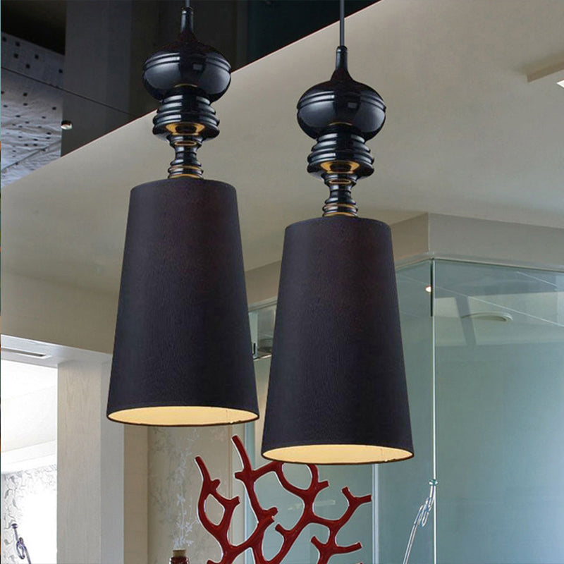 6"/8"/10" Dia Tapered Suspension Pendant Nordic Fabric Black/White LED Hanging Pendant Lamp