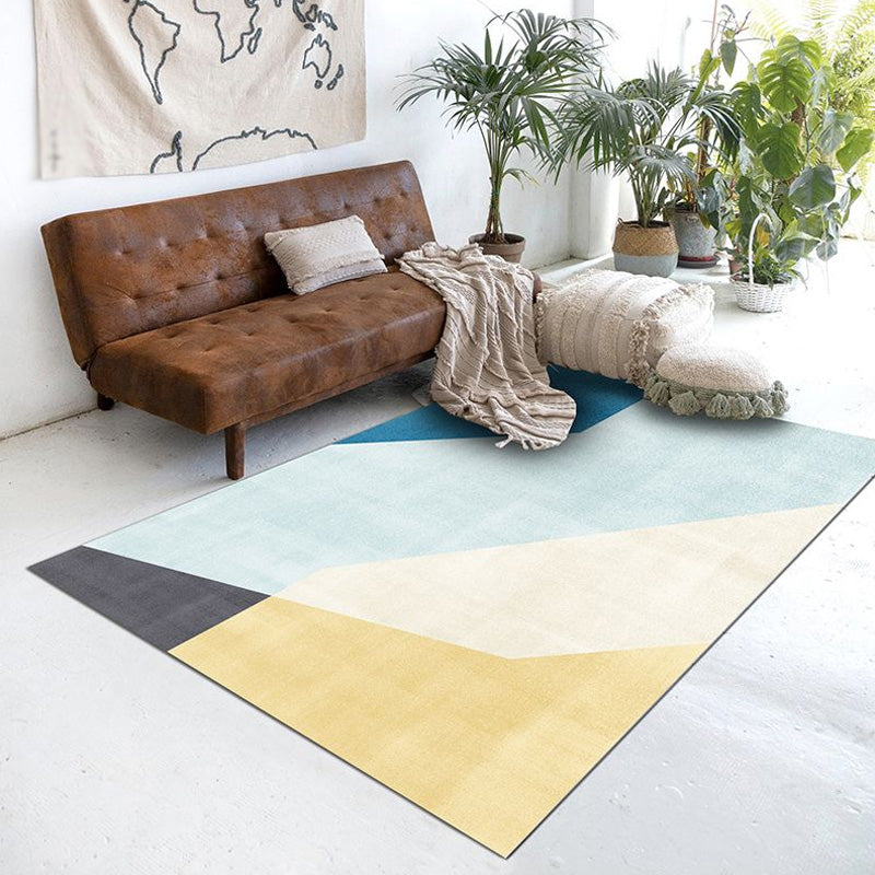 Colorblock Rug Polyester Modern Rug Washable Anti-Slip Pet Friendly Area Rug for Living Room