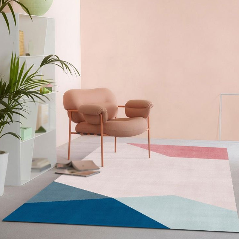 Colorblock Rug Polyester Modern Rug Washable Anti-Slip Pet Friendly Area Rug for Living Room