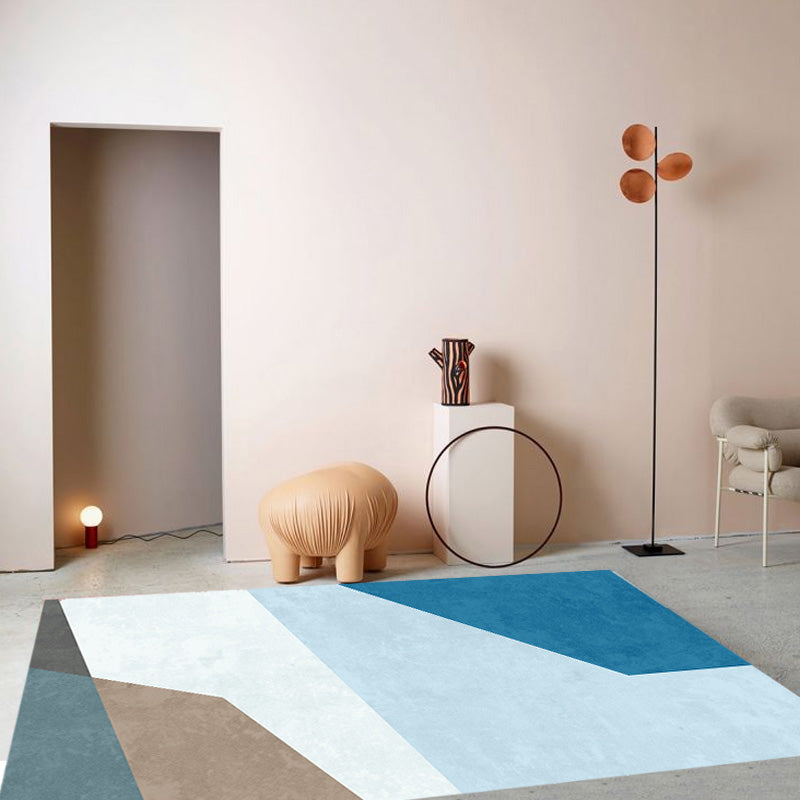 Colorblock Rug Polyester Modern Rug Washable Anti-Slip Pet Friendly Area Rug for Living Room