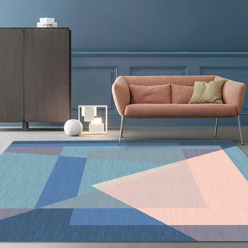 Colorblock Rug Polyester Modern Rug Washable Anti-Slip Pet Friendly Area Rug for Living Room