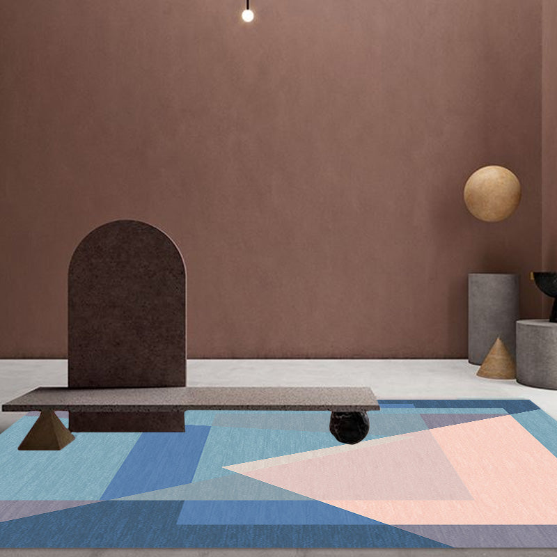 Colorblock Rug Polyester Modern Rug Washable Anti-Slip Pet Friendly Area Rug for Living Room