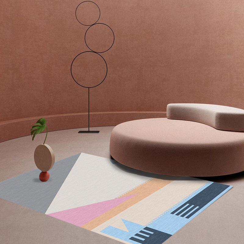 Colorblock Rug Polyester Modern Rug Washable Anti-Slip Pet Friendly Area Rug for Living Room