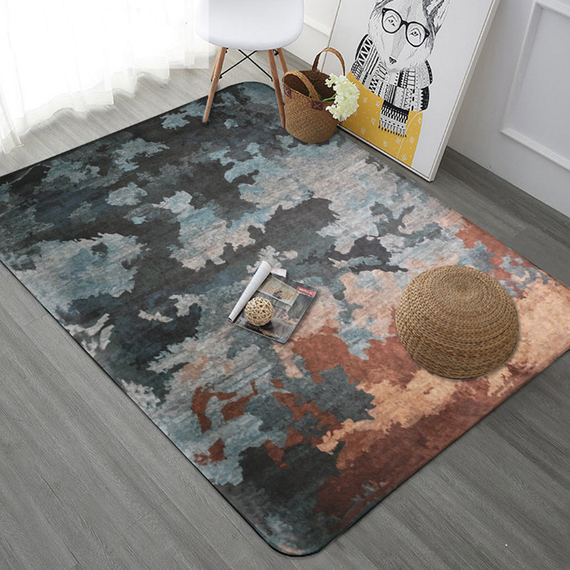 Creative Abstract Rug Multicolor Industrial Rug Polyester Pet Friendly Non-Slip Backing Washable Area Rug for Living Room