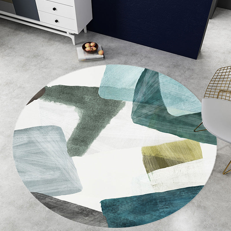 Colorblock Striped Pattern Rug Polyester Modernism Rug Washable Anti-Slip Pet Friendly Area Rug for Living Room