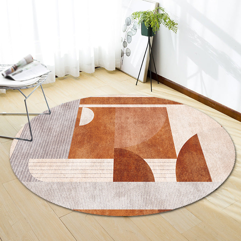 Colorblock Striped Pattern Rug Polyester Modernism Rug Washable Anti-Slip Pet Friendly Area Rug for Living Room