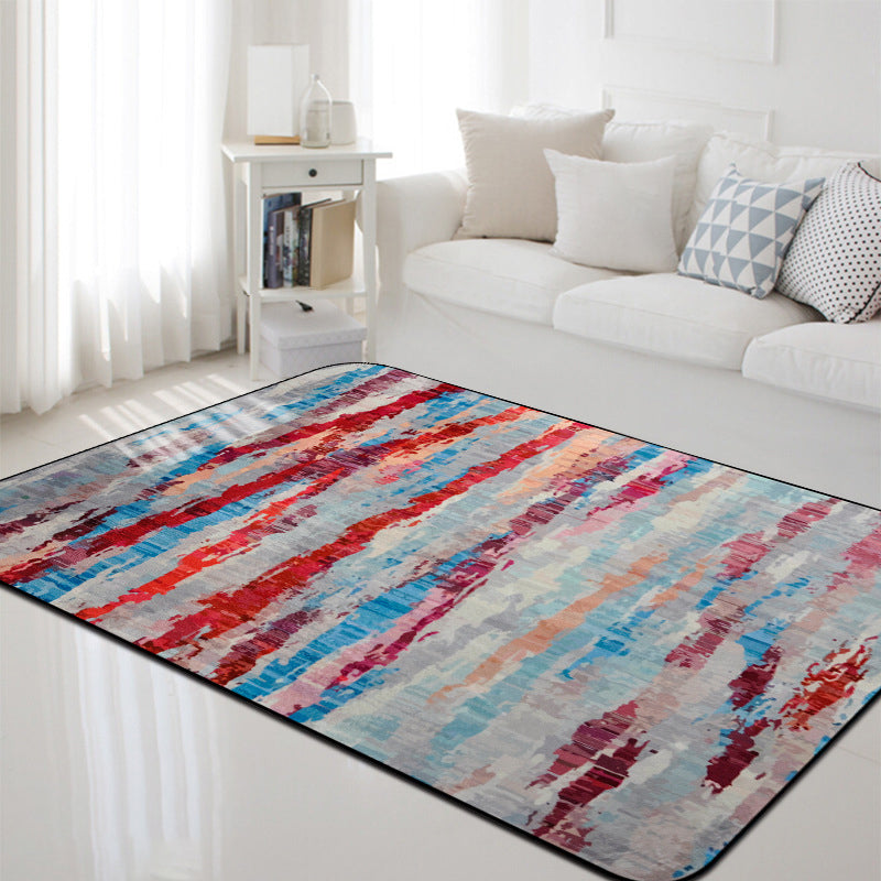 Industrial Abstract Rug Multicolor Polyester Rug Washable Pet Friendly Non-Slip Area Rug for Living Room