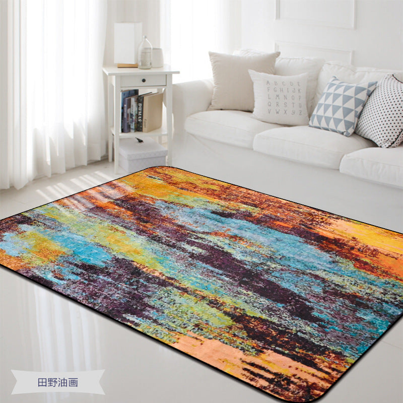 Industrial Abstract Rug Multicolor Polyester Rug Washable Pet Friendly Non-Slip Area Rug for Living Room