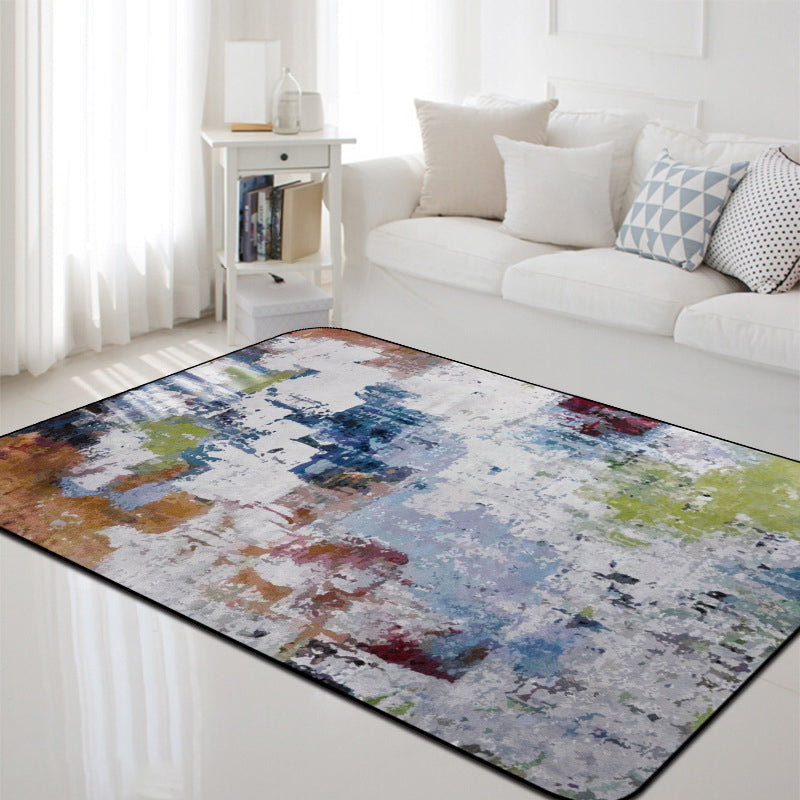Industrial Abstract Rug Multicolor Polyester Rug Washable Pet Friendly Non-Slip Area Rug for Living Room