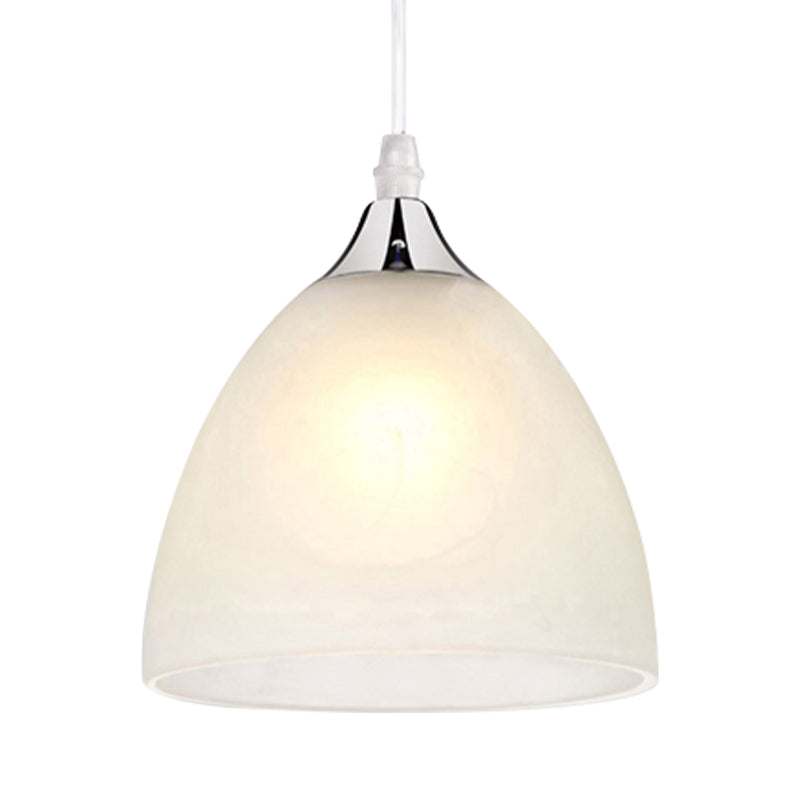 1 éclairage pendentif de cuisine léger avec dôme en verre blanc ombre moderniste nickel suspendu plafonnier lampe à plafond