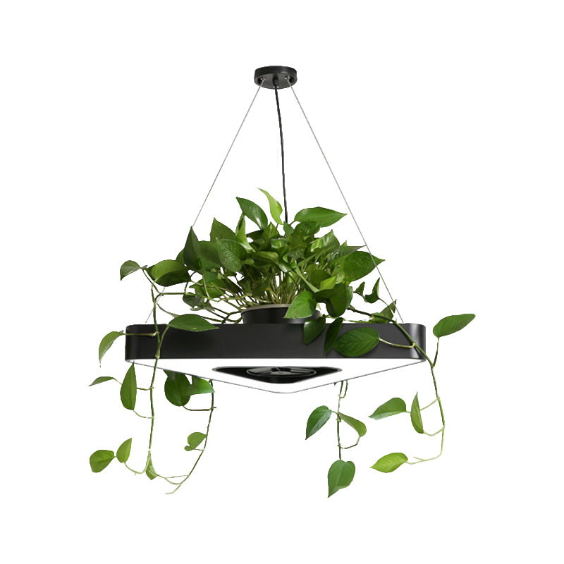 Triangle Black/White Acrylic Chandelier Lamp Farmhouse Dining Room LED Pendant Light in Warm/White Light