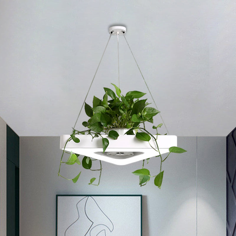 Triangle Black/White Acrylic Chandelier Lamp Farmhouse Dining Room LED Pendant Light in Warm/White Light