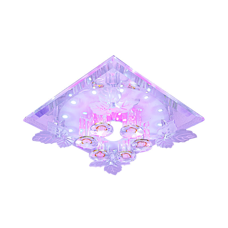 Cylindre Flush Mount Fixture Simplicité Crystal clair 7 "/9.5" W Couloir LED Light Plafond Light en lumière chaude / blanche avec déco de feuille