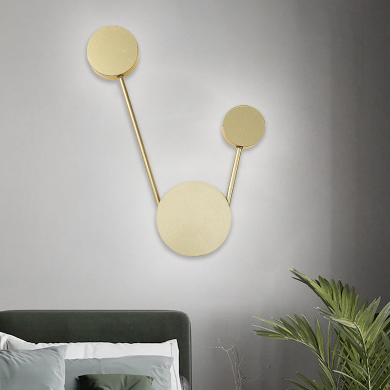 LED Corridor Wall Sconce Lighting Minimalist Gold Wall Mount Light with Round Metal Shade