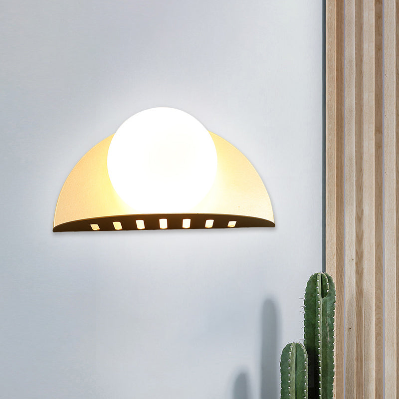 Sphere Opaline Glass Wall Mount Lighting Contemporary 1 Bulb Gold Wall Lamp Fixture