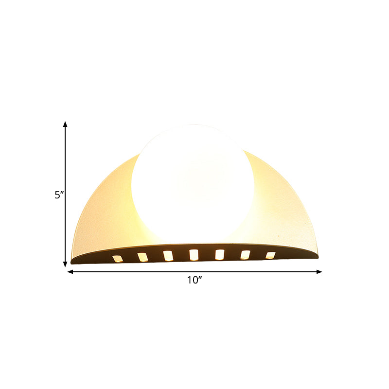 Esfera Iluminación de montaje de pared de vidrio opalino Contemporáneo 1 Bulbo Gold Lampse de lámpara de pared