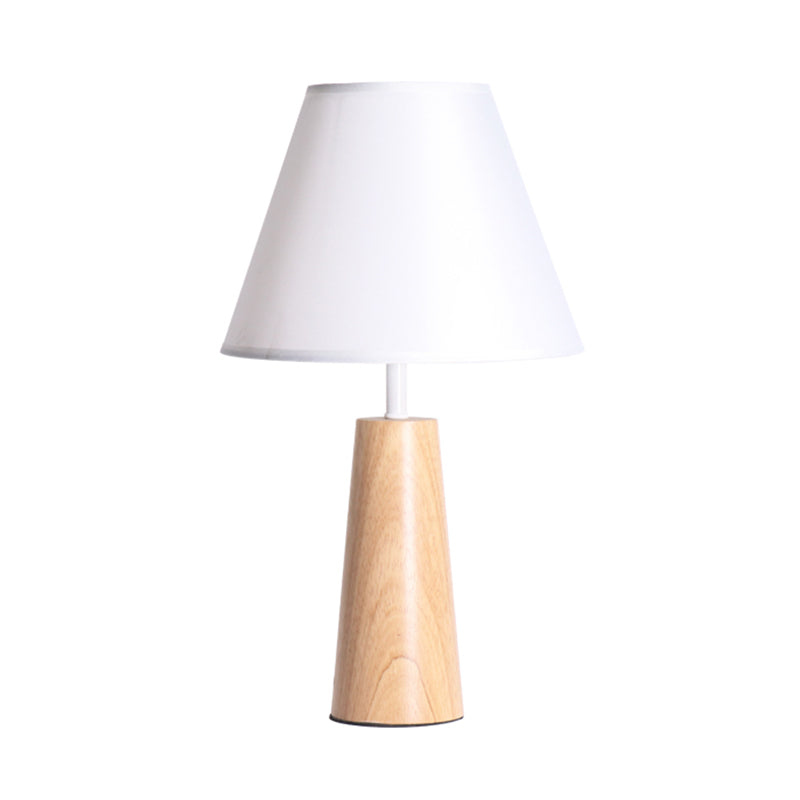 1 luce da letto leggera Lampada notturna in stile moderno luce in legno con tonalità in tessuto conico
