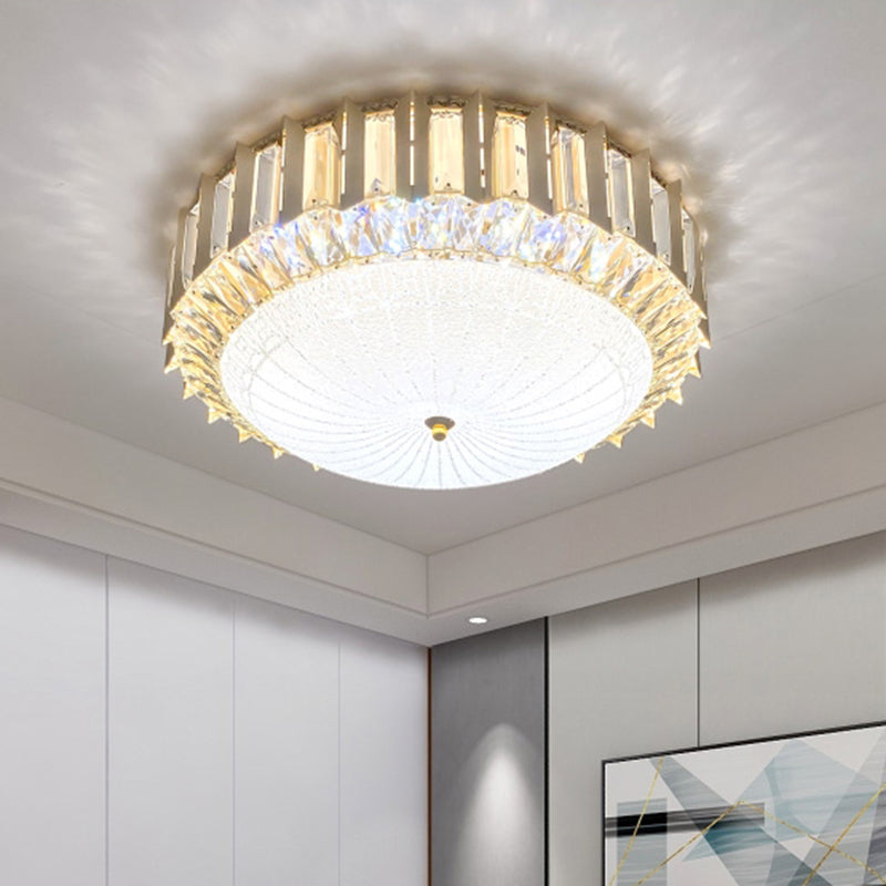 Clear Crystal Bowl Ceiling Fixture Contemporary LED Gold Flush Mount Lighting for Bedroom