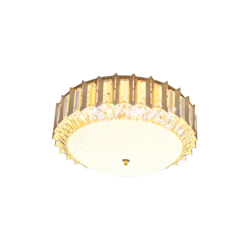 Clear Crystal Bowl Ceiling Fixture Contemporary LED Gold Flush Mount Lighting for Bedroom