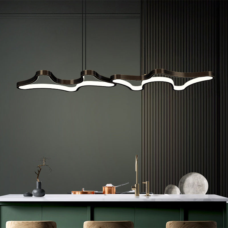 Cloud-Like Frame Metal Island Light Contemporary Black/White LED Pendant Lighting Fixture